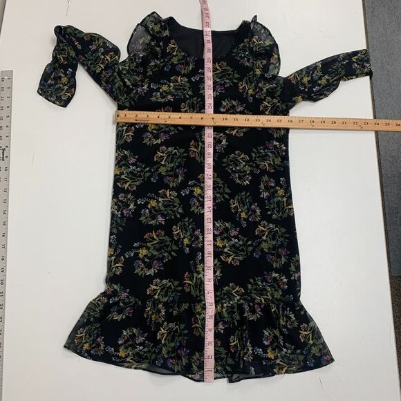 BCBGeneration Cold Shoulder Dress Womens XXS 2XS Floral Ruffle Lined Keyhole - Picture 8 of 15